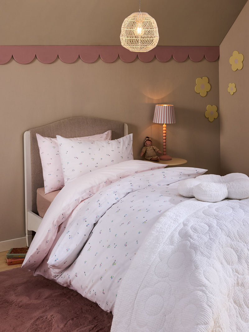 White pink floral duvet cover and pillowcase set (British brand)