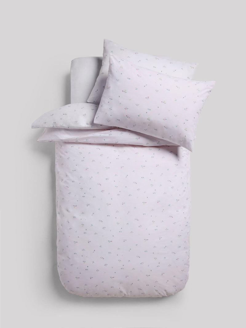 White pink floral duvet cover and pillowcase set (British brand)