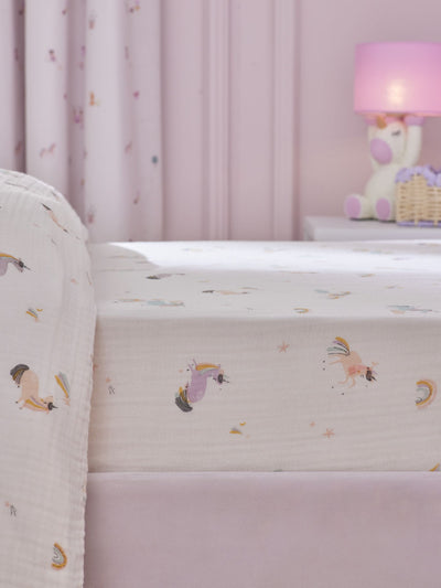 Unicorn 100% Cotton Muslin Fitted Sheet