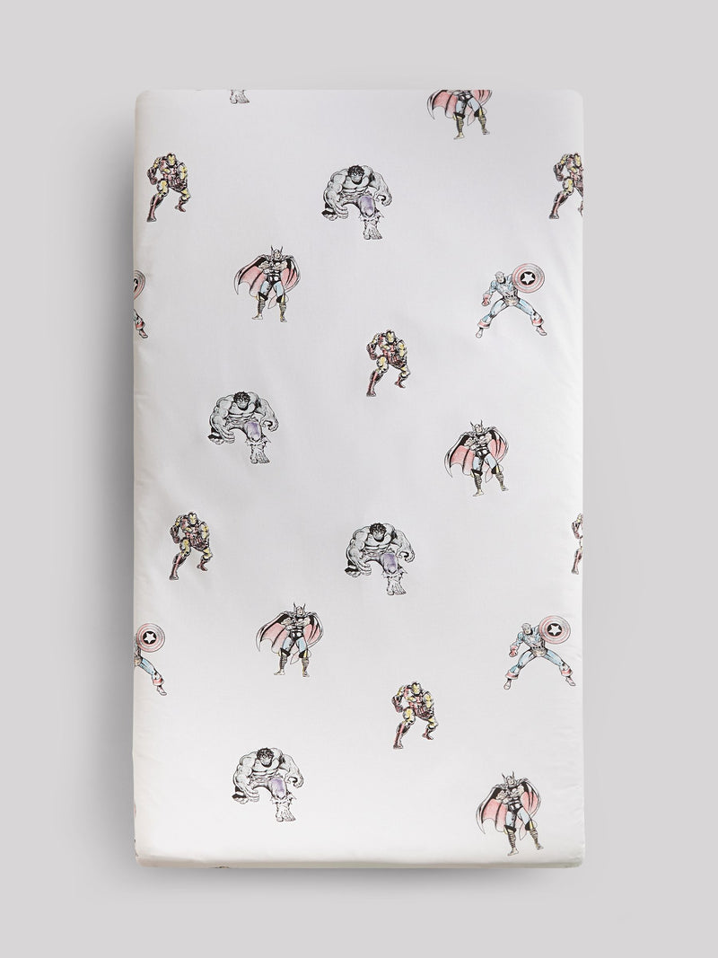 Marvel white cotton fitted sheet for single bed (British brand)