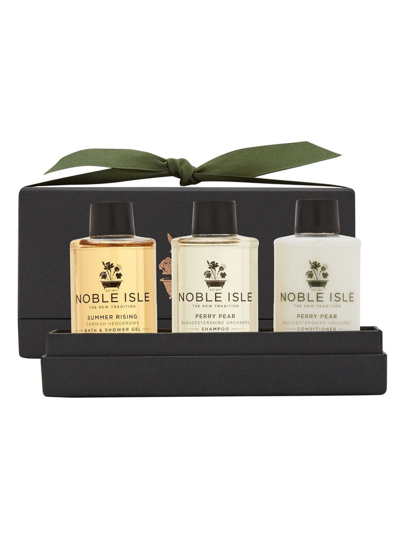 Noble Isle hair and shower travel trio gift set 3 x 75ml, imported from the UK