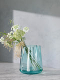 Handmade Sea Green Lantern Vase with Rippling Shape, 24 cm Height