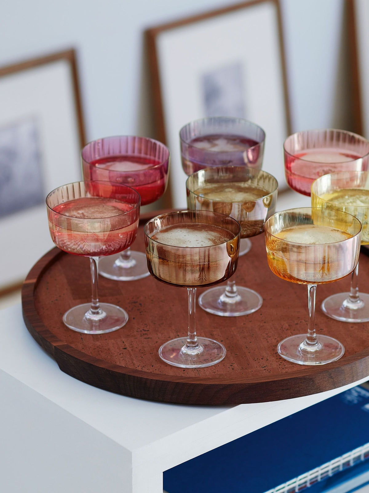 LSA International amber and orange gems champagne cocktail glasses 230ml, UK version