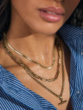 Gold tone waterproof stainless steel T-bar necklace, UK version