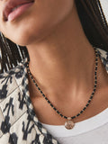 Black Beaded Coin Necklace