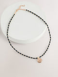 Black Beaded Coin Necklace