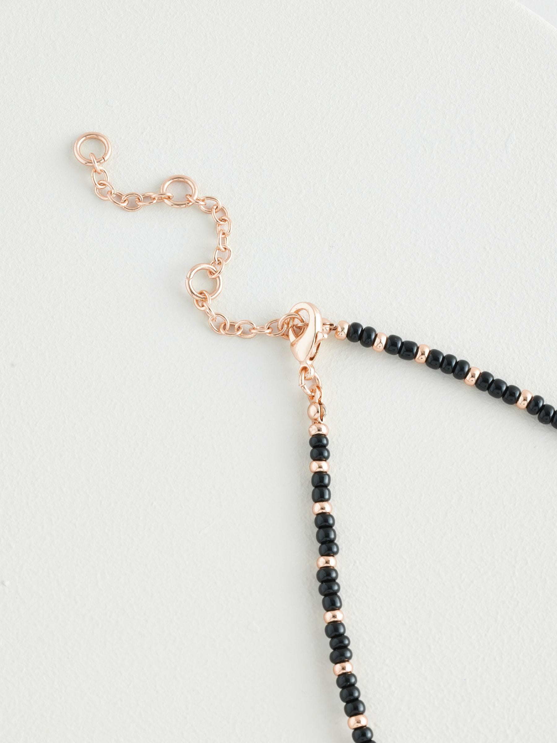 Black Beaded Coin Necklace