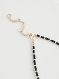 Black Beaded Coin Necklace