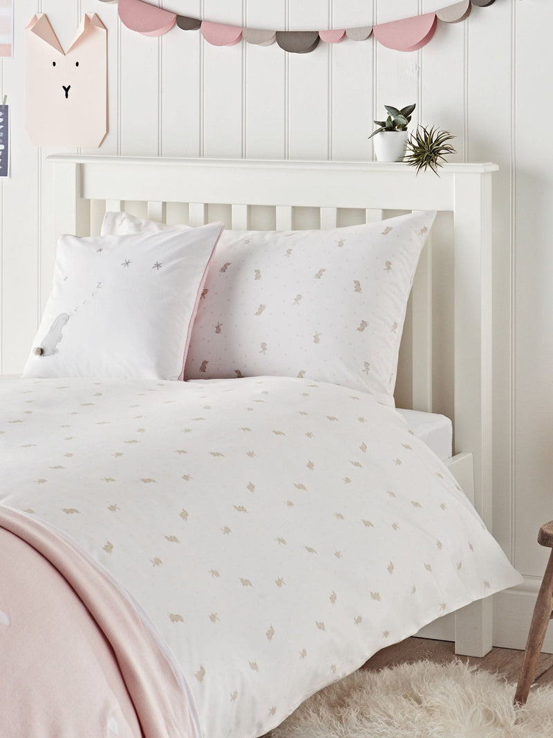 The White Company Sleepy Bunny pink bed linen set single (British brand)