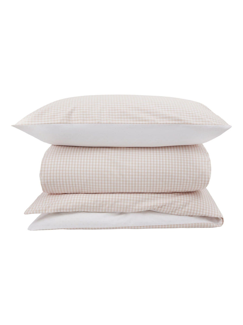 The White Company Dusty Pink Reversible Gingham Single Duvet Cover Set (British brand)