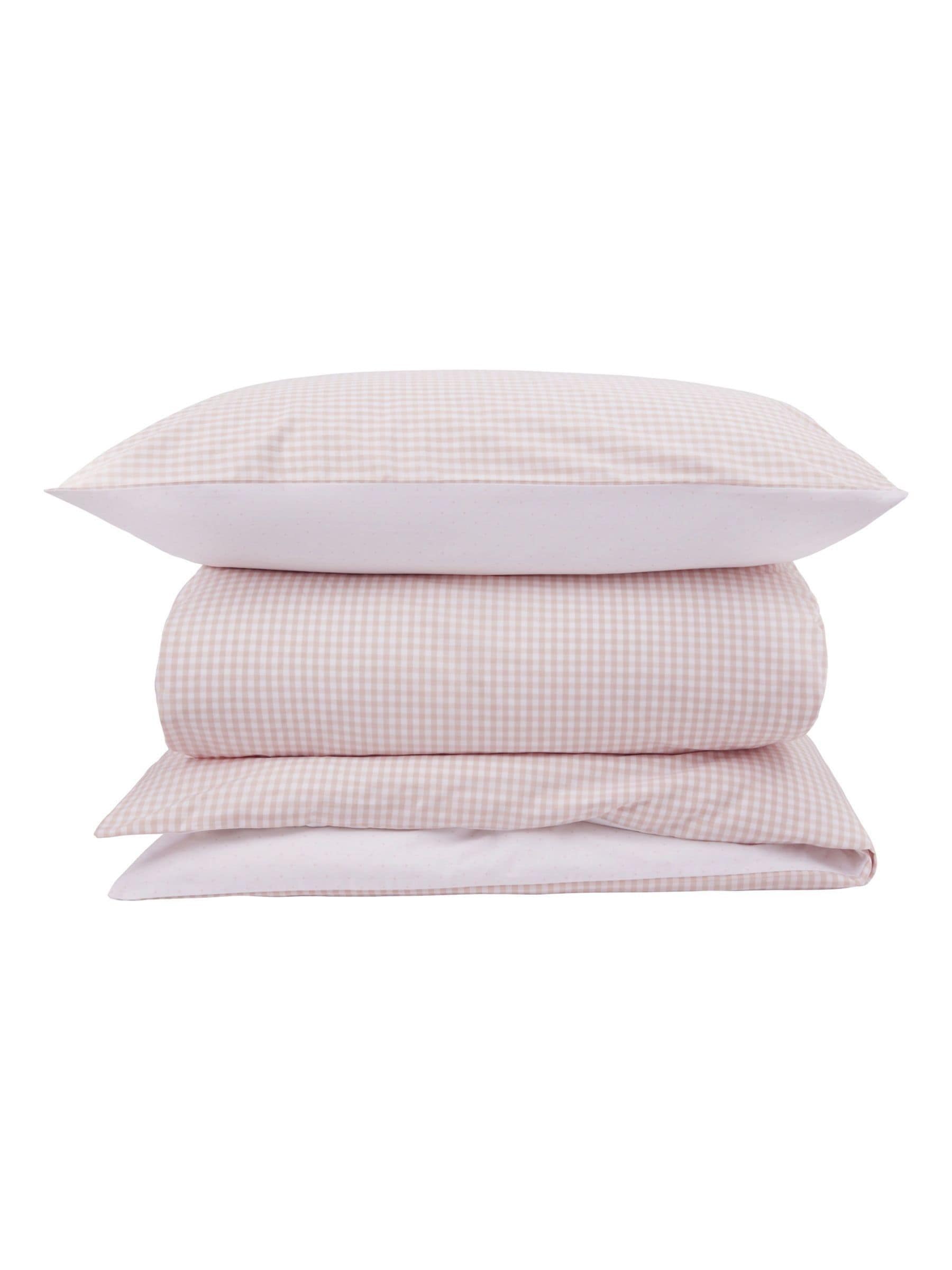 The White Company Dusty Pink Reversible Gingham Single Duvet Cover Set (British brand)