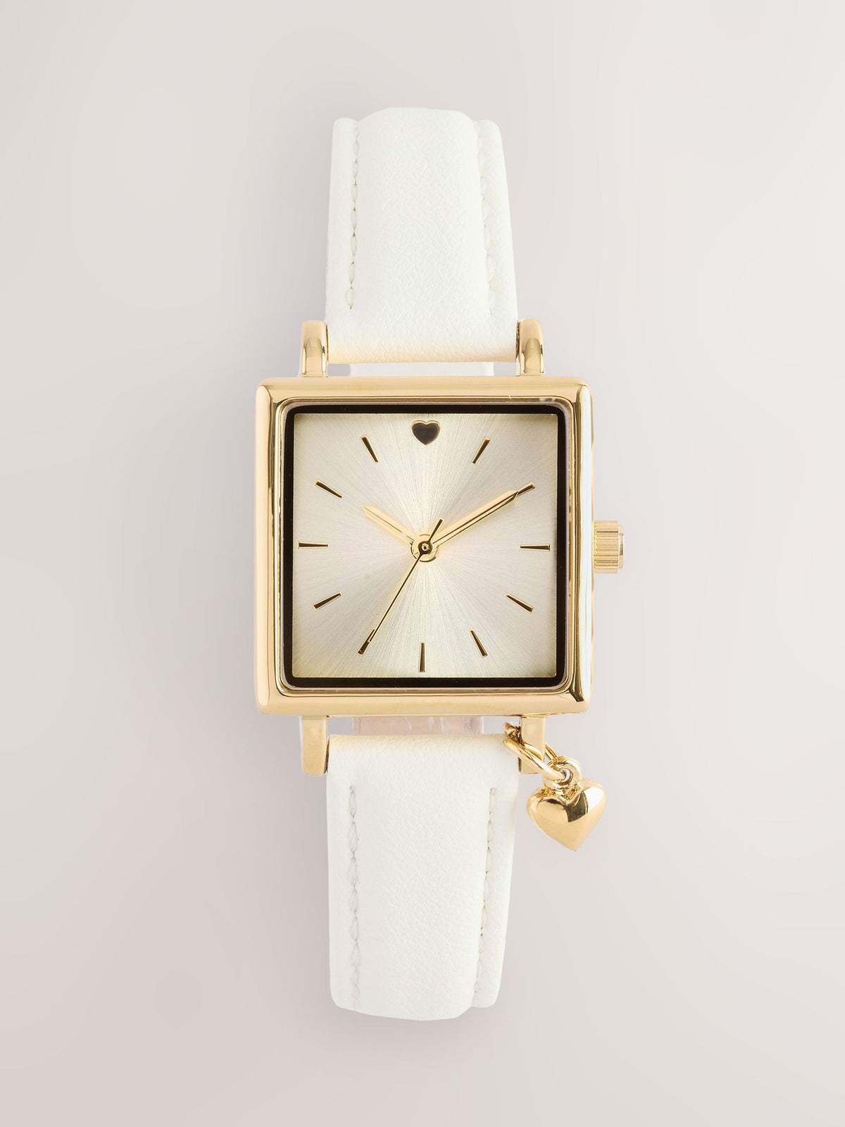 Ecru Square Heart Charm Watch 2.5cm square - British product