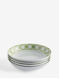 Nina Campbell green and white bamboo pasta bowls set of 4, imported from the UK