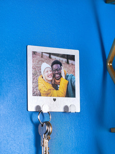 Oakdene Personalised Stainless Steel Couples Photo Key Hook