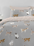 Fusion Grey Cats Easycare Duvet Cover Set
