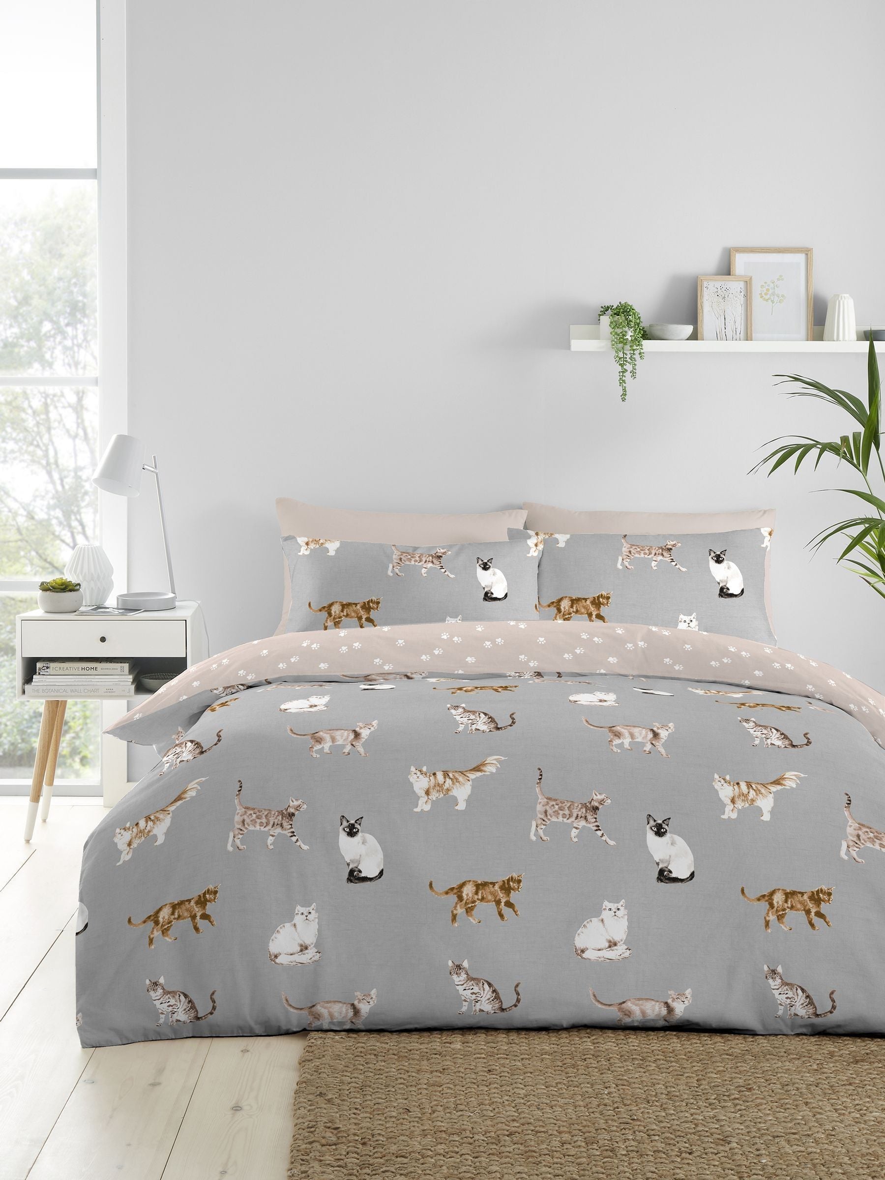 Fusion Grey Cats Easycare Duvet Cover Set