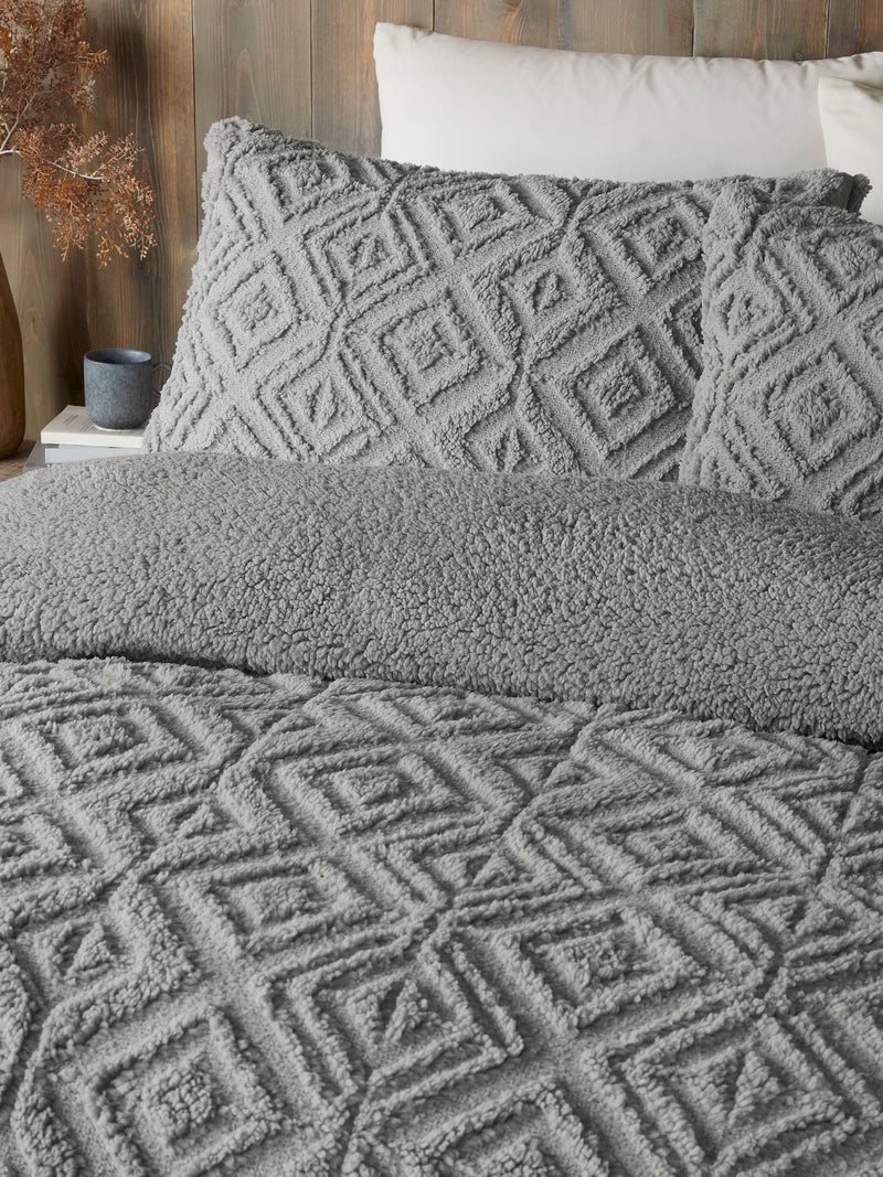 Romo Fusion Grey Fleece and Sherpa Duvet Cover Set - British product
