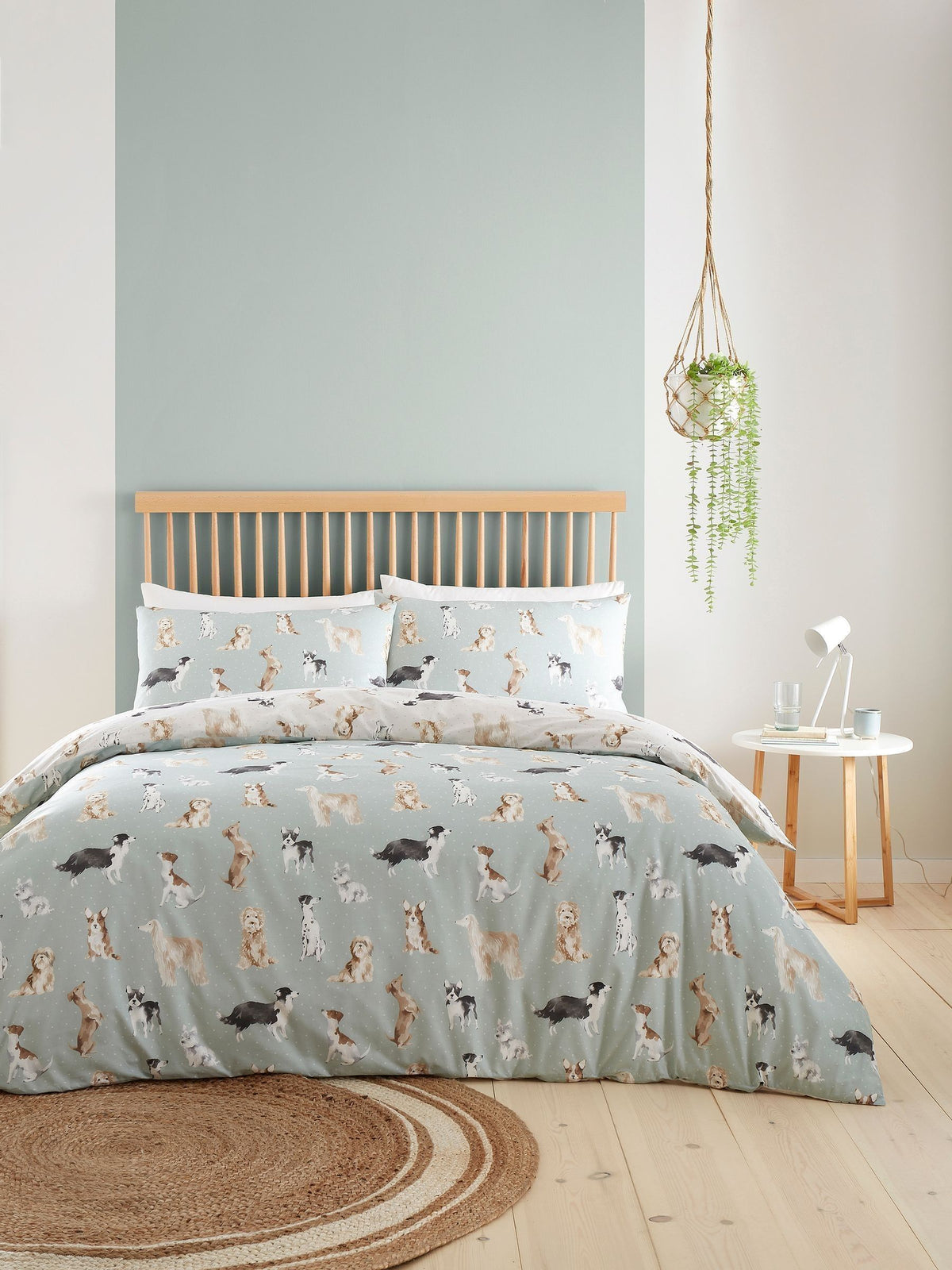 Fusion duck egg cute dogs duvet cover set - British product