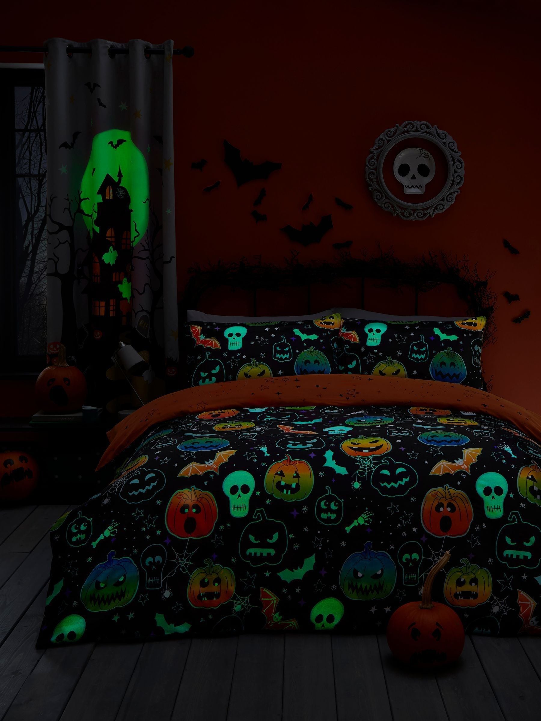 Bedlam Scary Pumpkins Glow in the Dark duvet cover set - British product