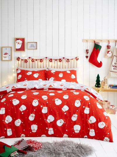 Fusion Red Happy Santa Easycare Christmas Duvet Cover Set