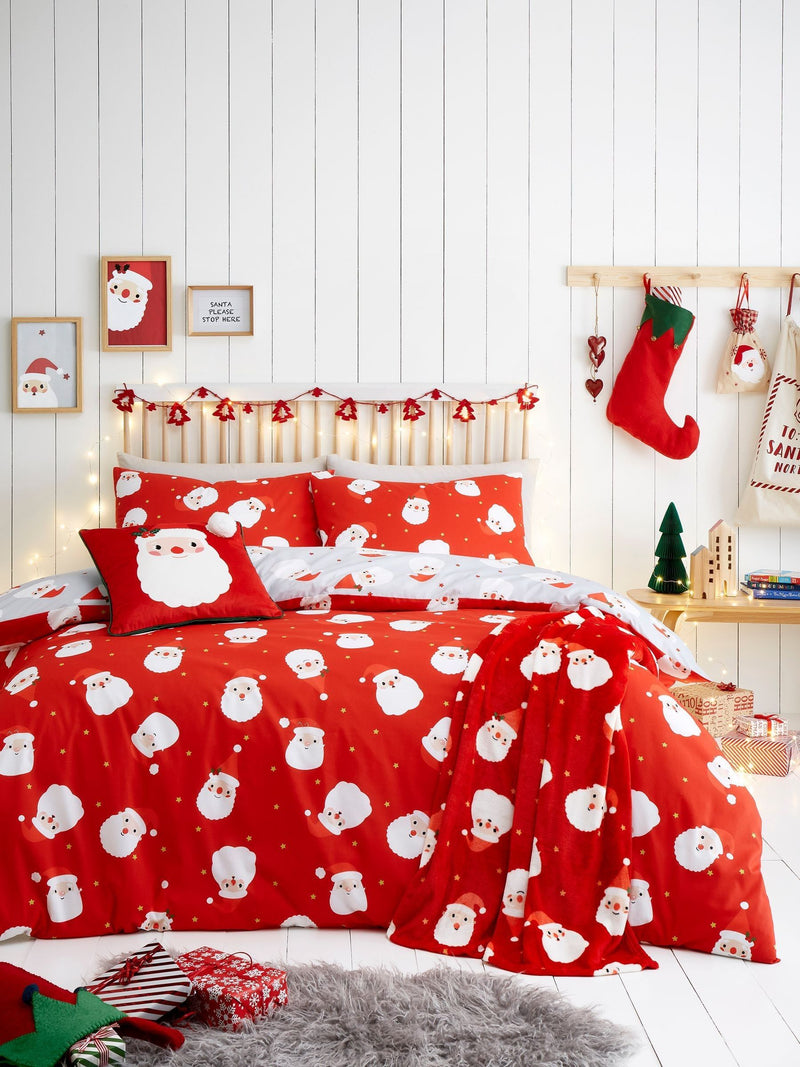 Fusion Red Happy Santa Christmas duvet cover set - British product