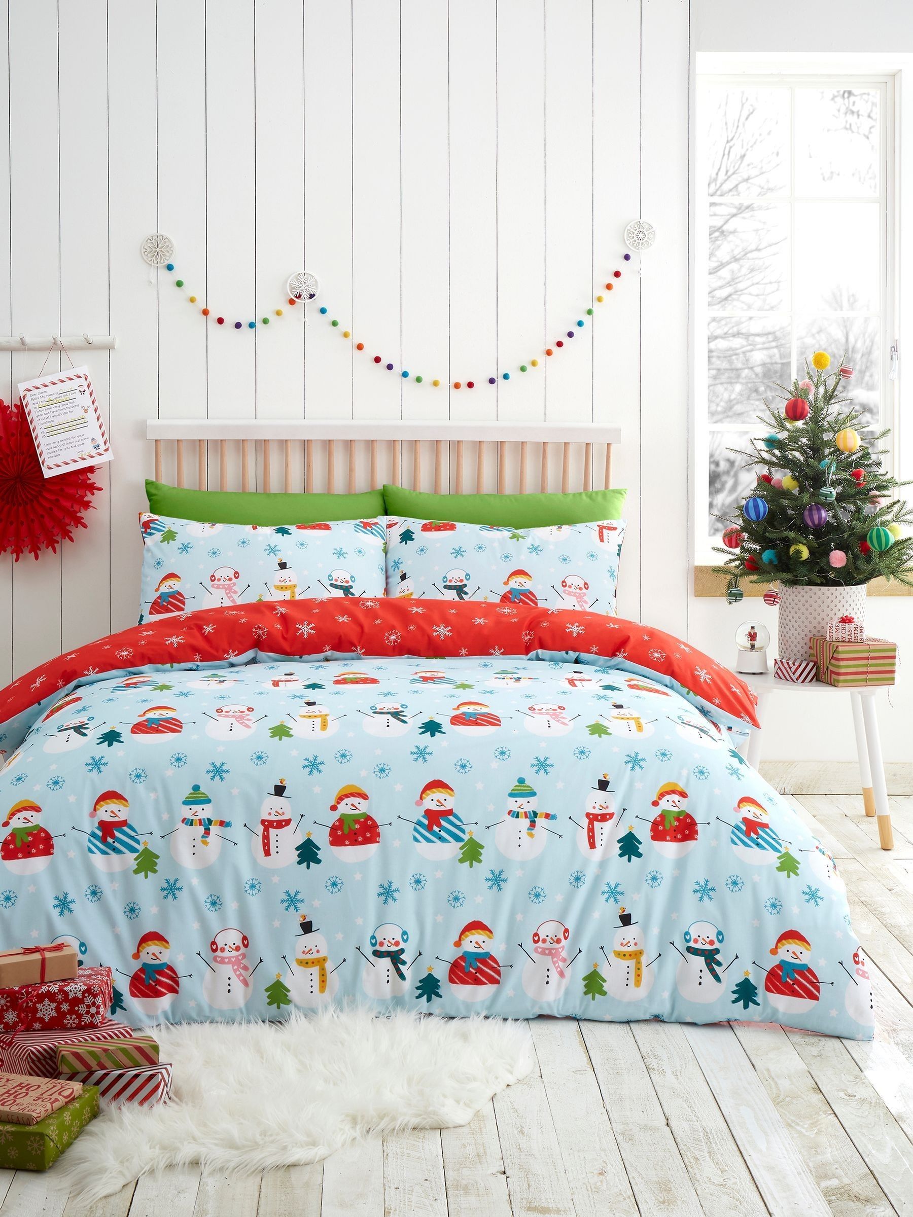 Fusion Blue Snowman Christmas duvet cover set - British product