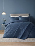 Serene dark blue cavali quilted duvet cover set (British brand)