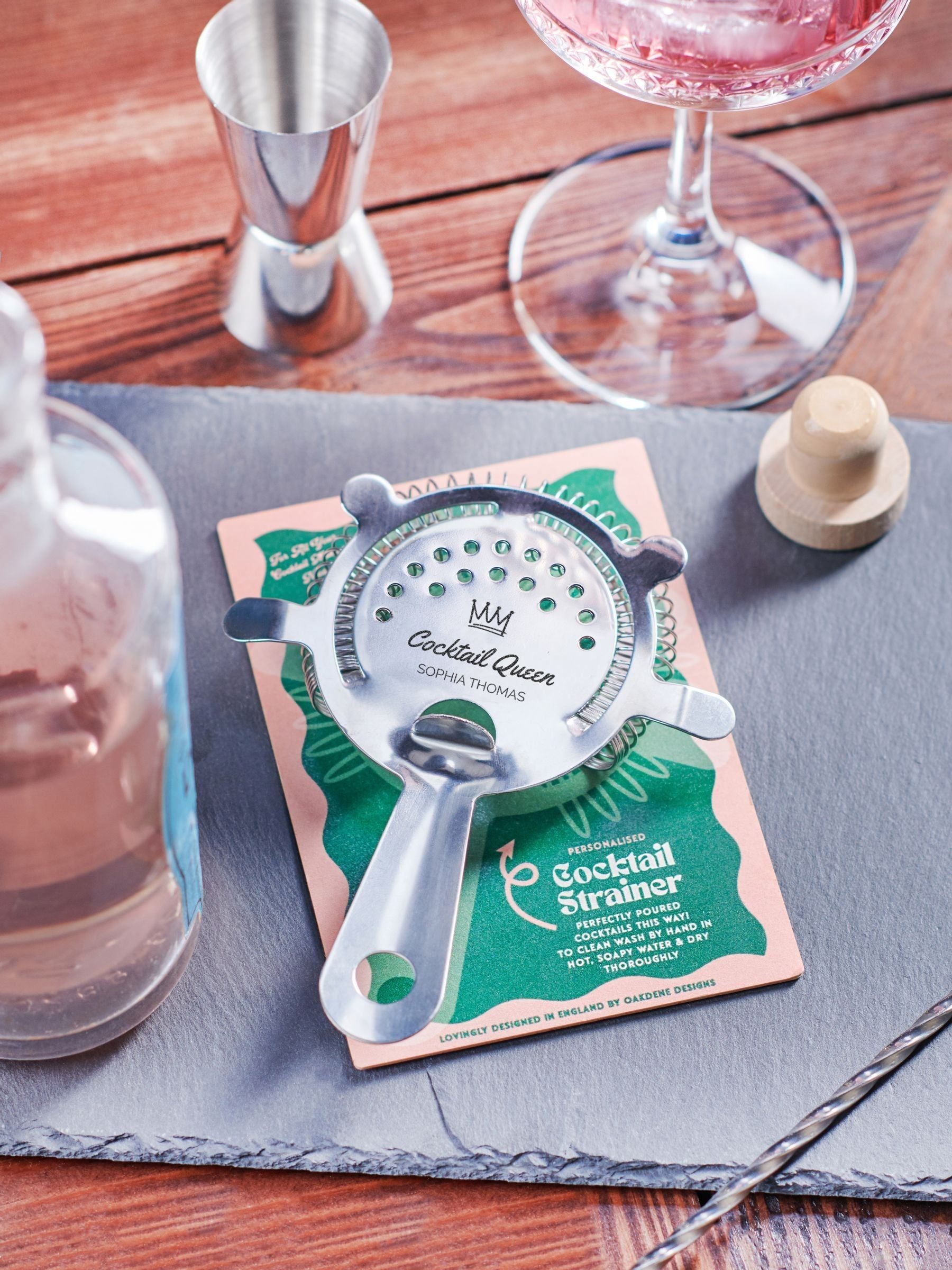 Oakdene Personalised Cocktail Queen Strainer, imported from the UK