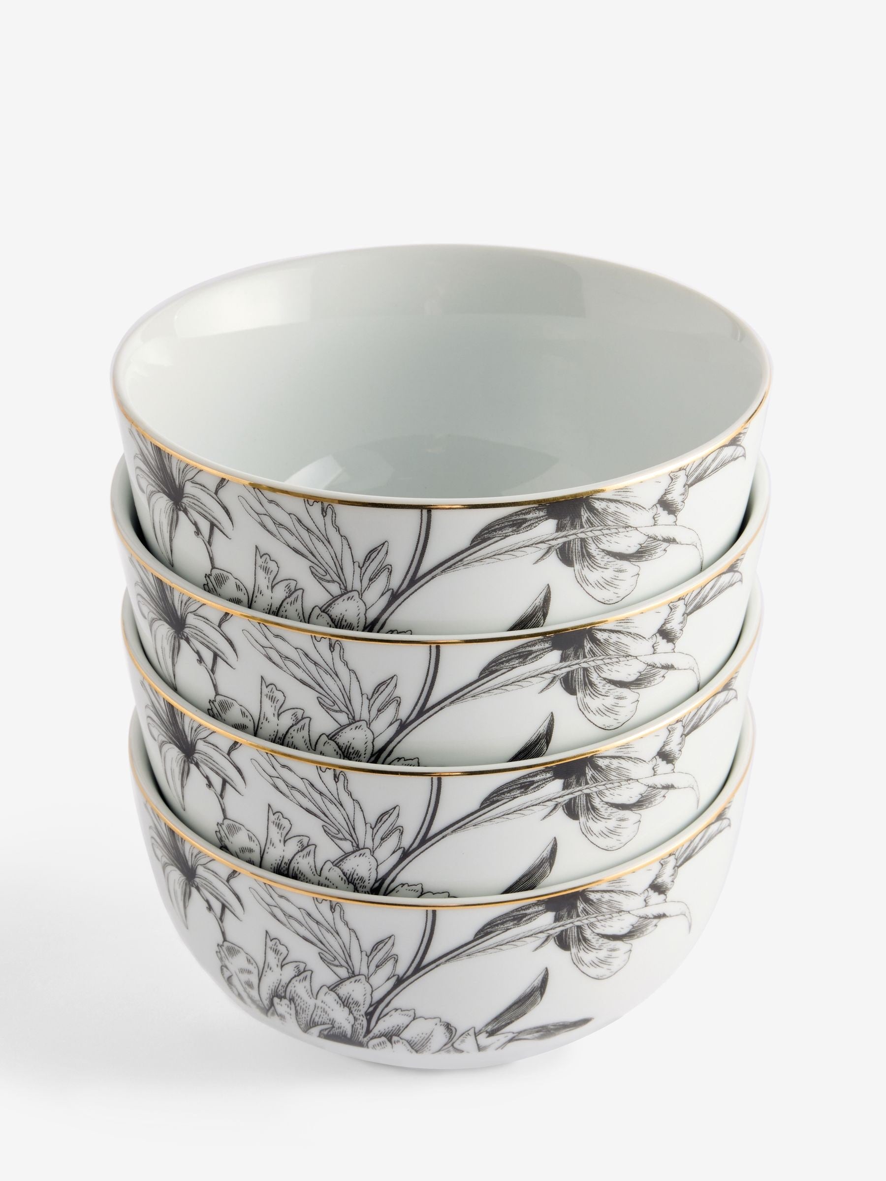 Lipsy Set of 4 White Floral Cereal Bowls