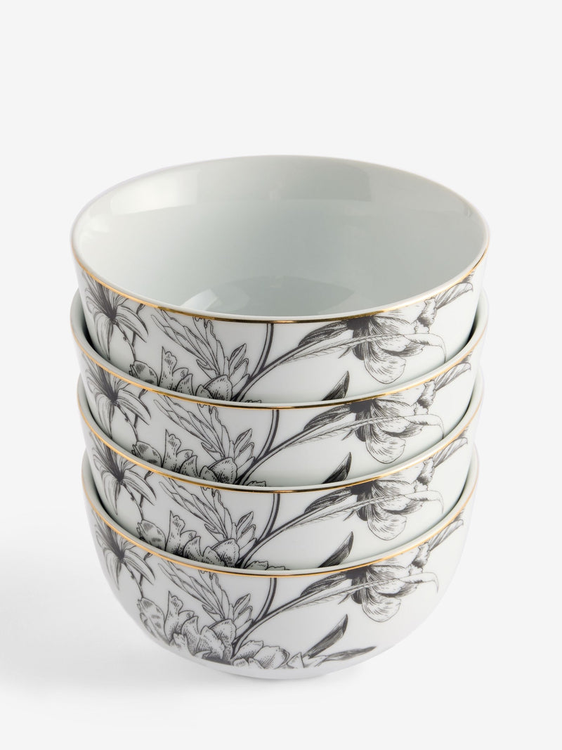 Lipsy Set of 4 White Floral Cereal Bowls