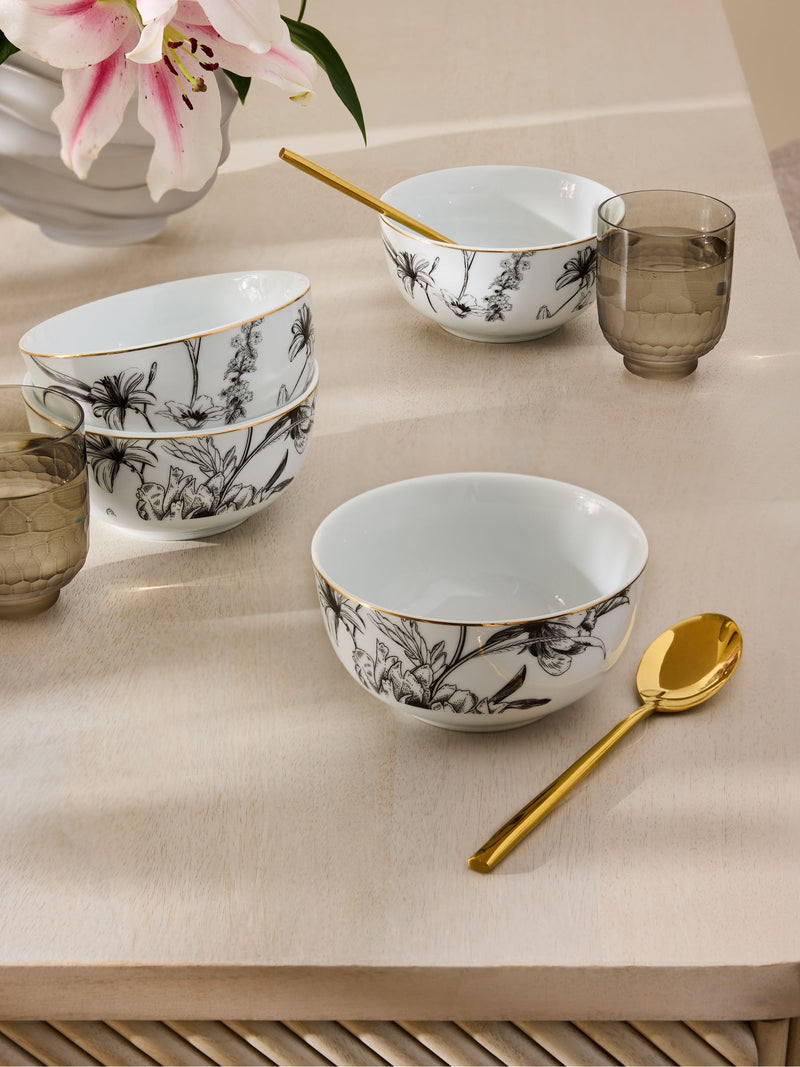 Lipsy Set of 4 White Floral Cereal Bowls