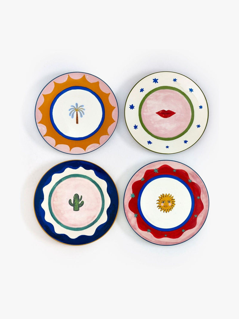 Eleanor Bowmer White Electric Coast Icon Cake Plates Set of 4 - British product