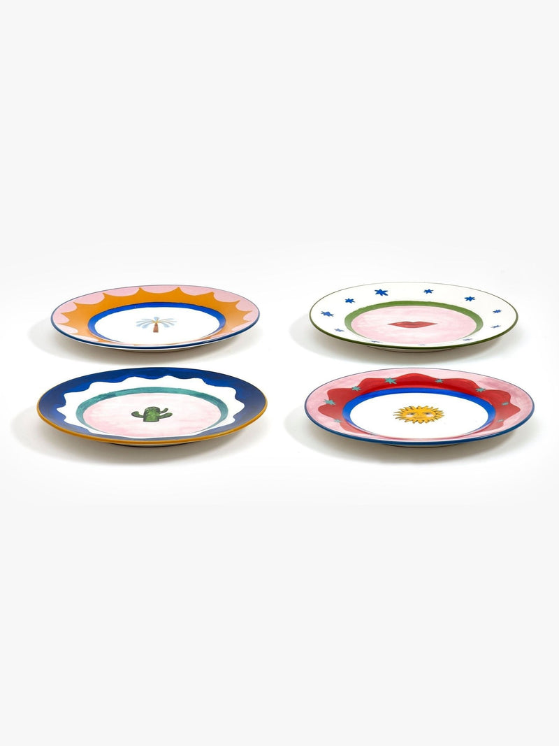 Eleanor Bowmer White Electric Coast Icon Cake Plates Set of 4 - British product