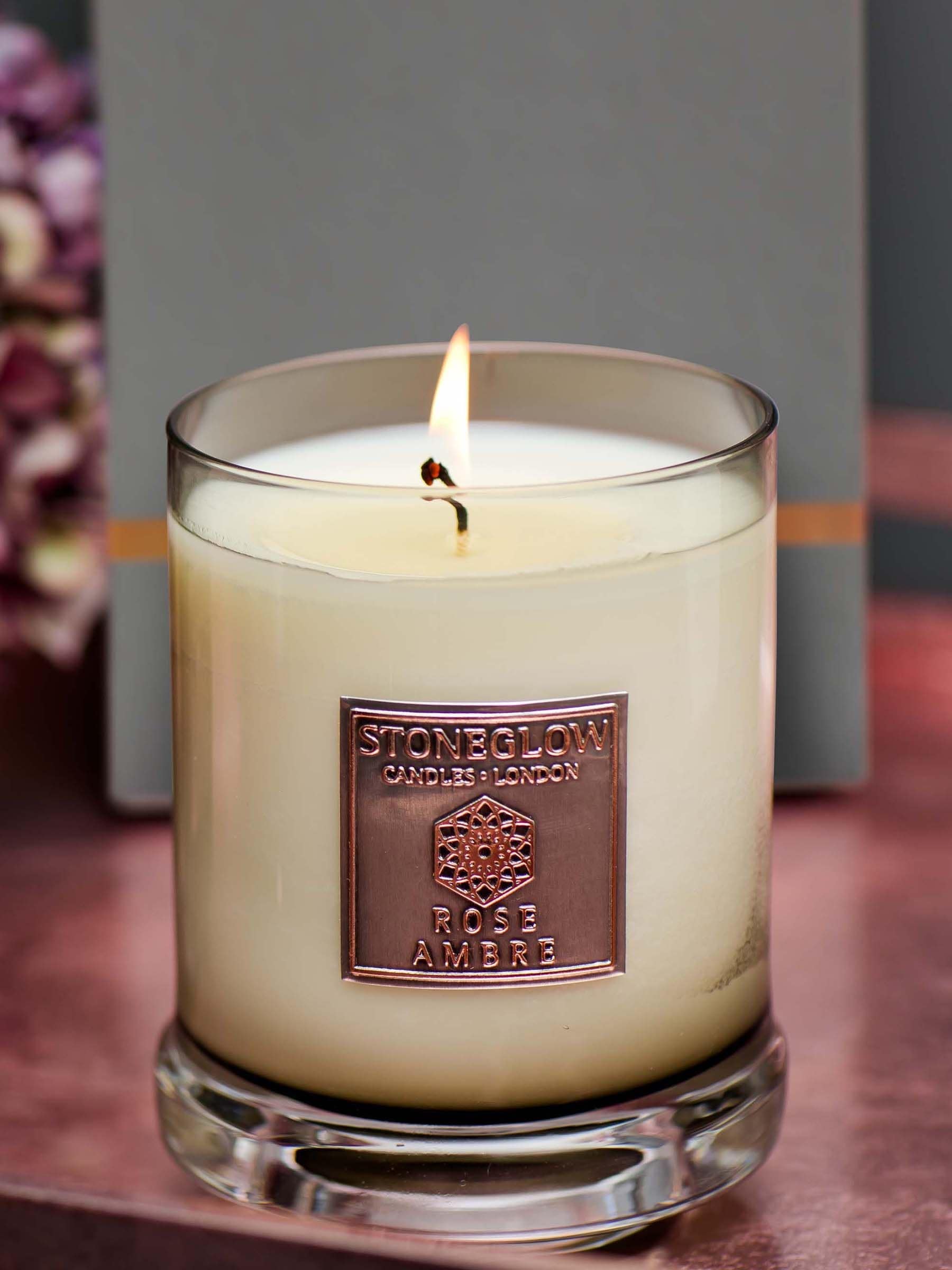 Stoneglow Rose Ambre Metallique scented candle (British brand)