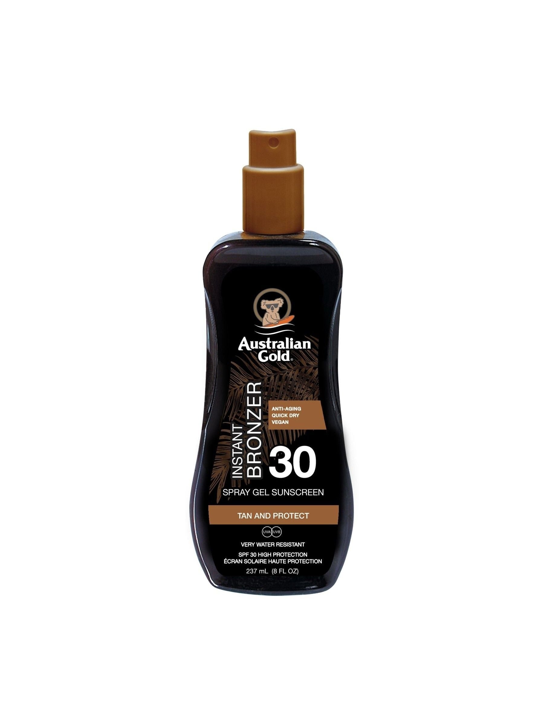 Australian Gold SPF 30 instant bronzer spray gel suncream 237ml - British product