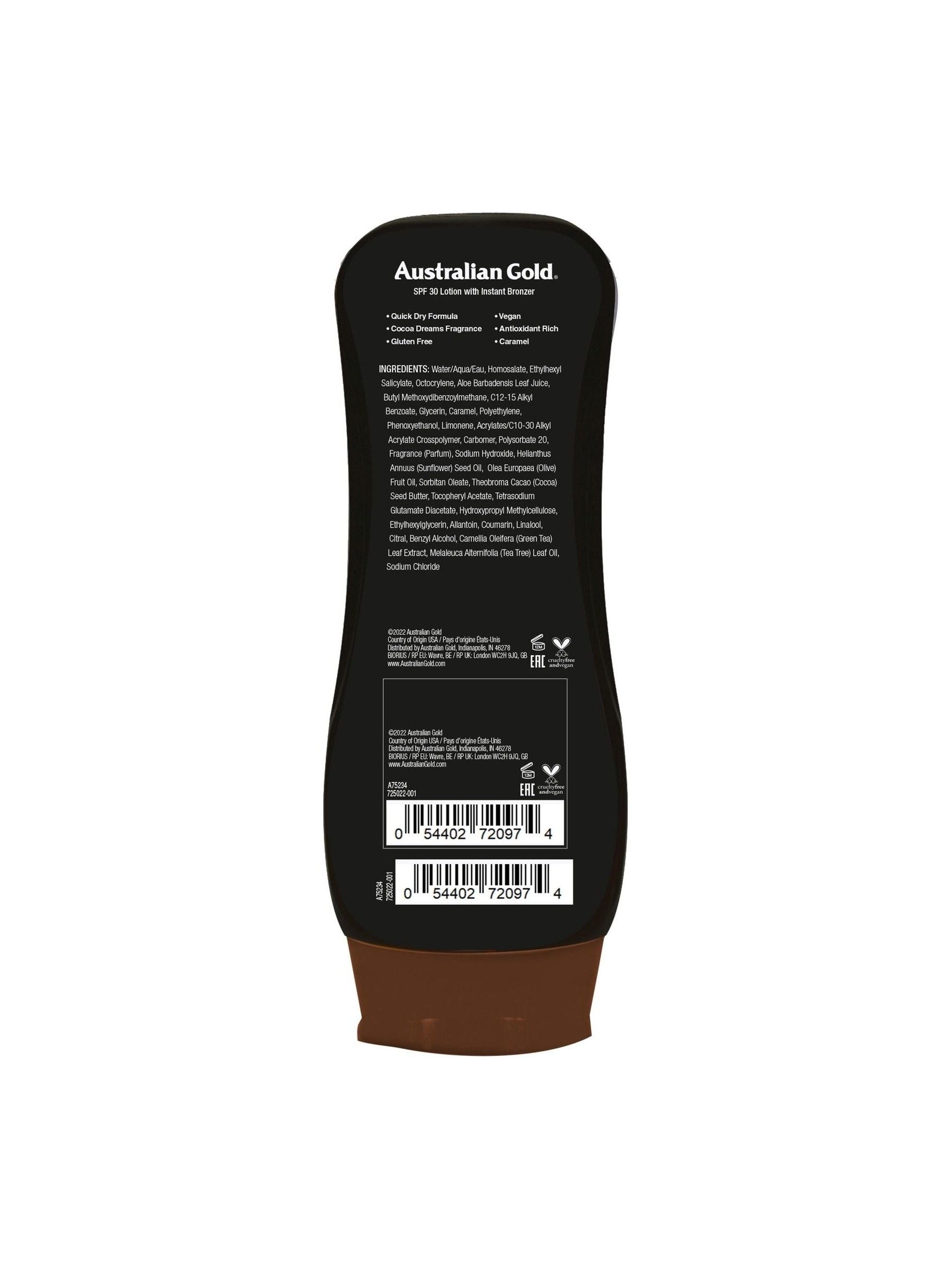 Australian Gold SPF 30 instant bronzer sunscreen lotion 237ml - British product