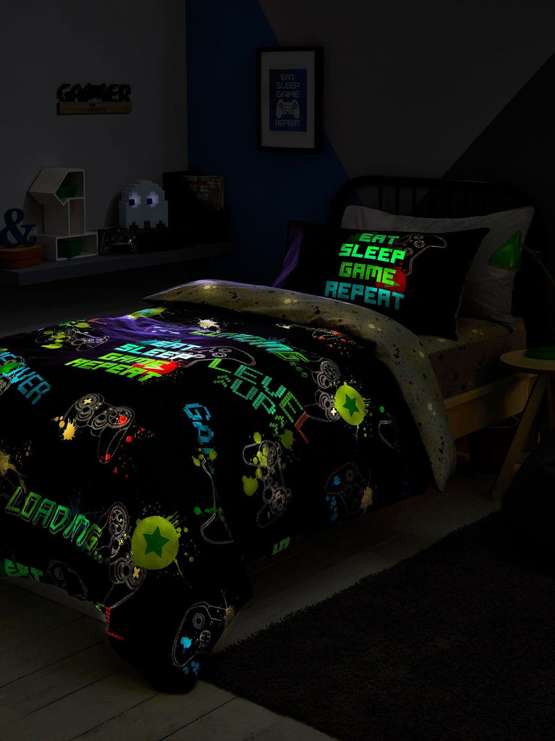 Bedlam Black Game Glow in the Dark Duvet Cover Set