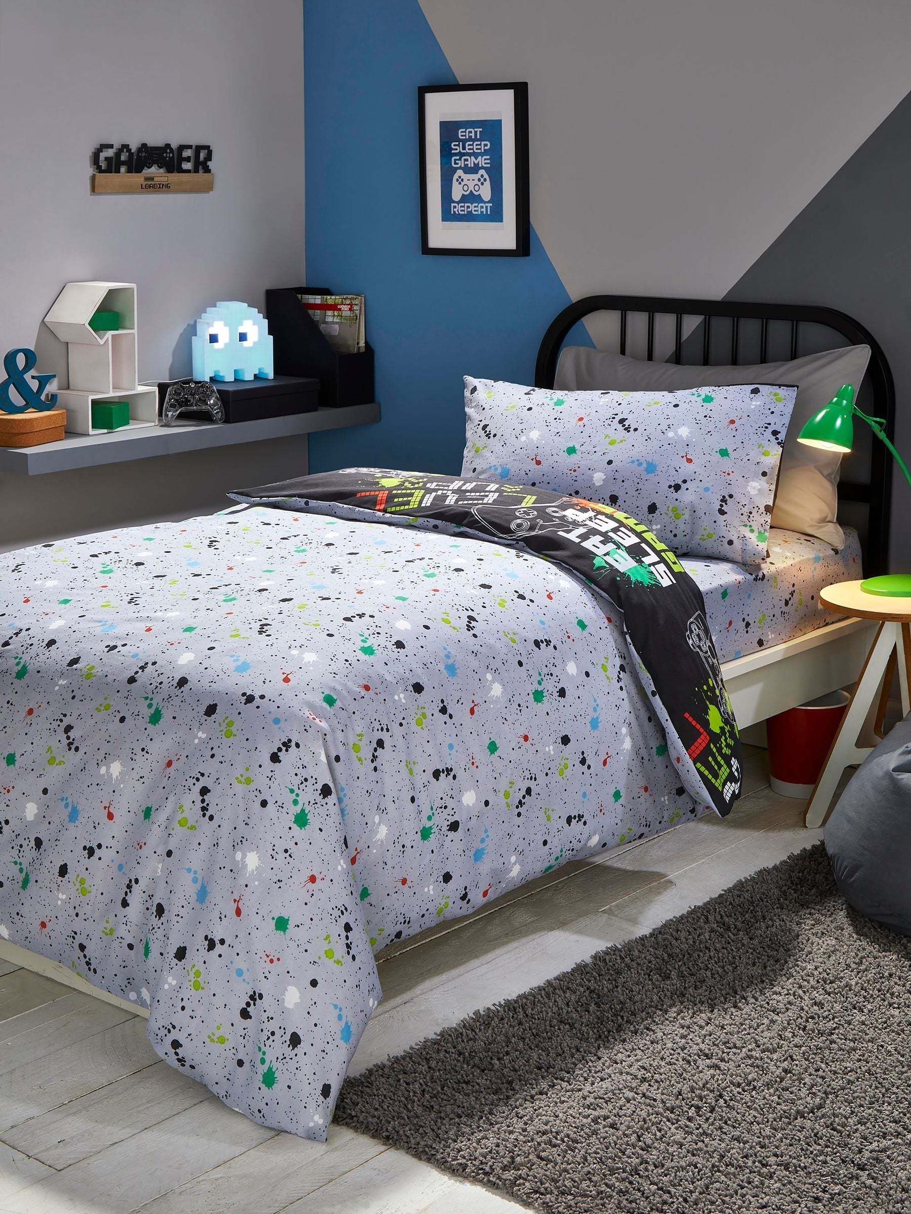 Bedlam Black Game Glow in the Dark Duvet Cover Set