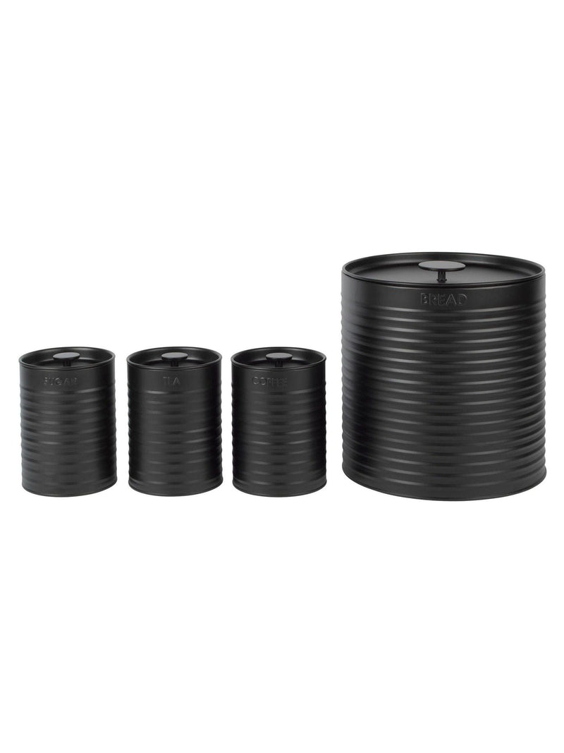 Russell Hobbs 4 Piece Black Ribbed Countertop Set, imported from the UK