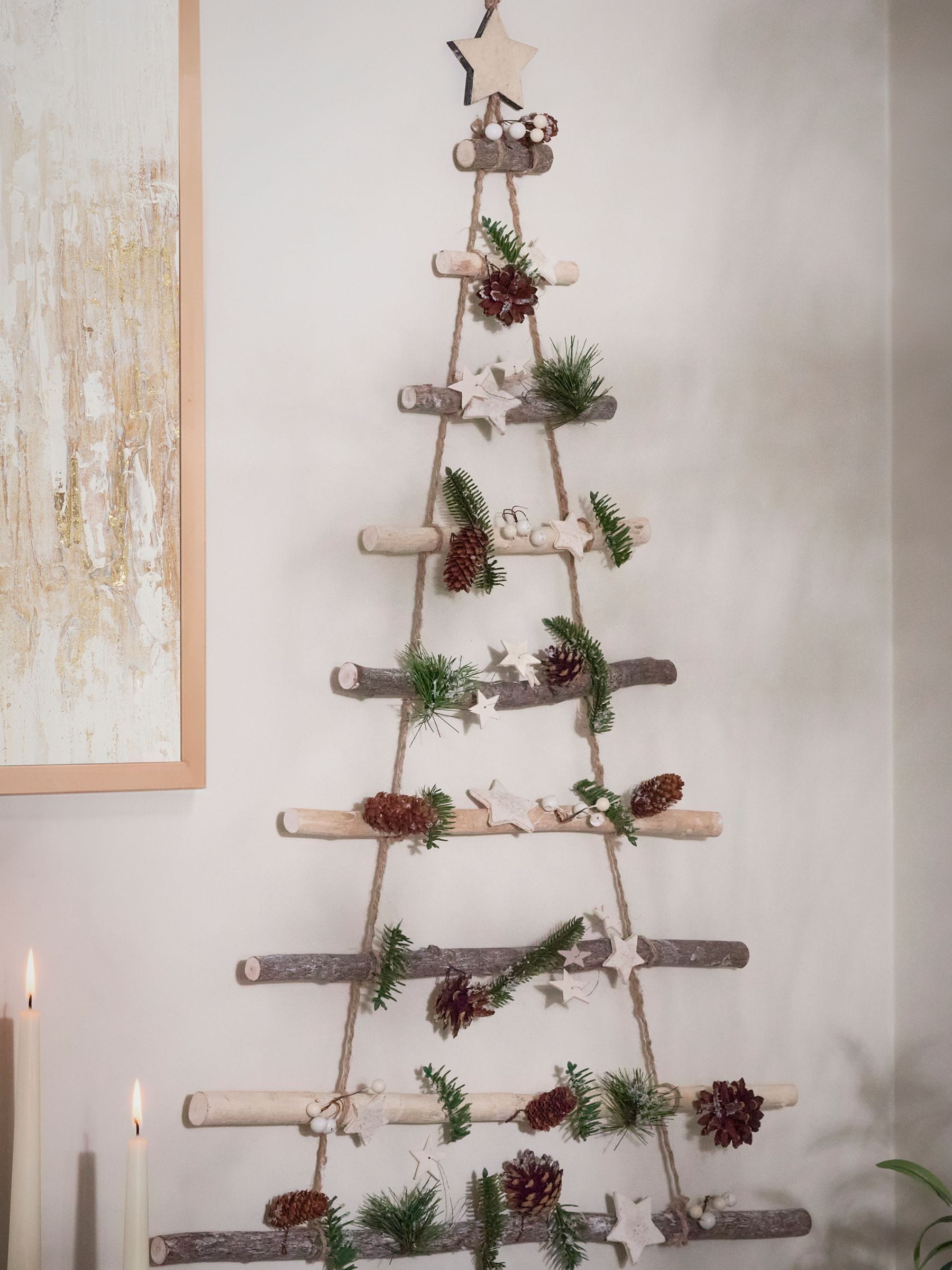 Dibor Natural Nordic Pine Christmas Tree Ladder 92x62x2cm - British product