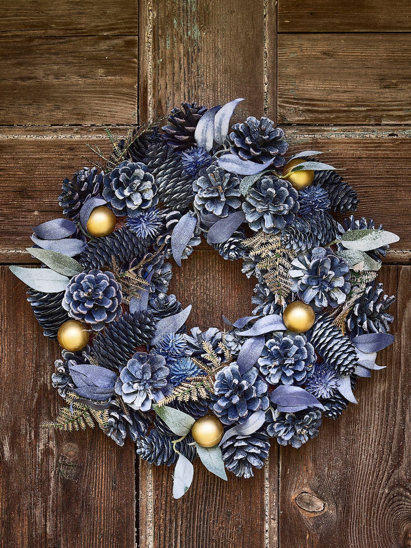 Dibor Blue Moonlight Christmas Wreath 50cm diameter - British product