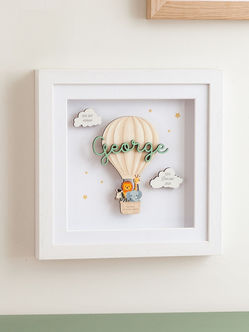 Hot Air Balloon Keepsake Print with Cut-Out Name by No Ordinary Gift