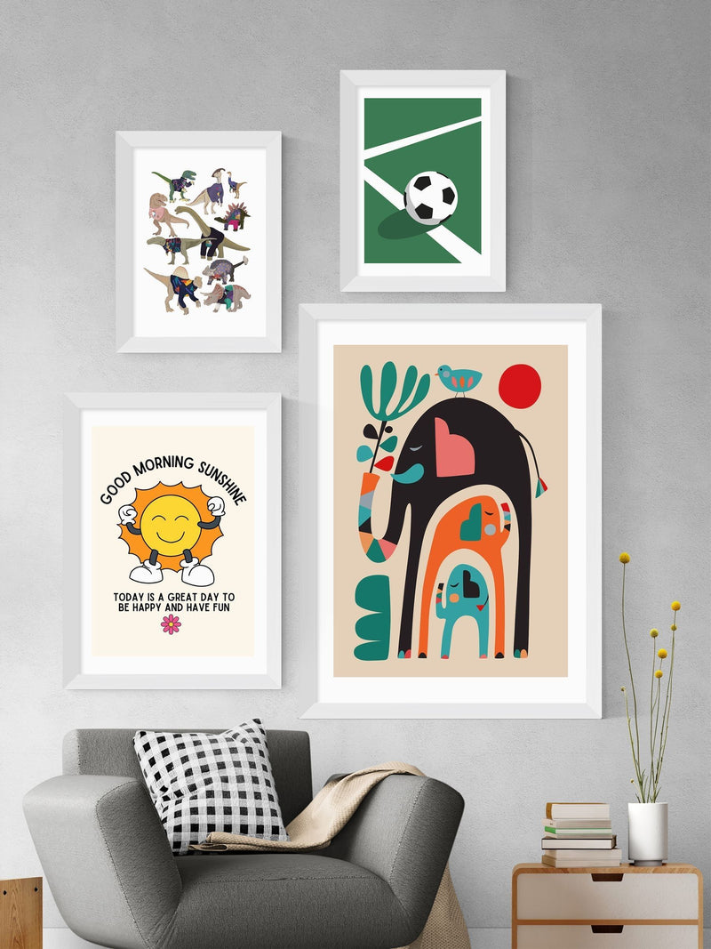 East End Prints White Three Elephants Framed Print Wall Art by Rachel Lee