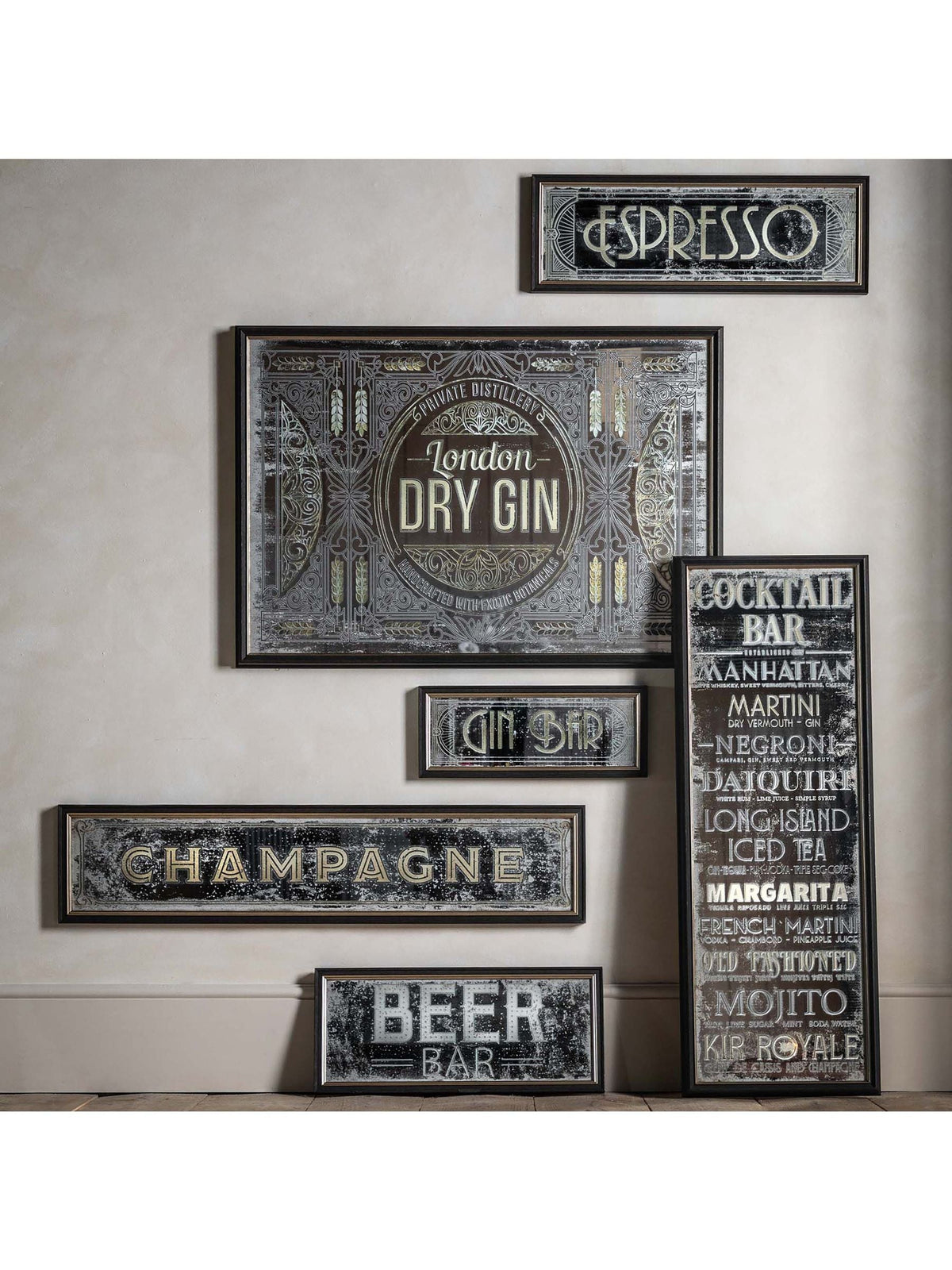 Gallery Home Brown Retro Gin Mirrored Sign 70cm, UK version