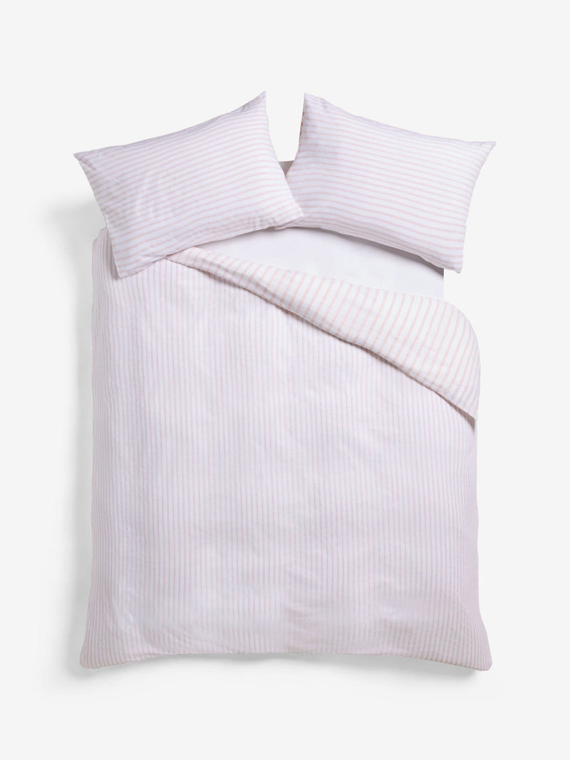 Pink white stripe reversible duvet cover set, imported from the UK