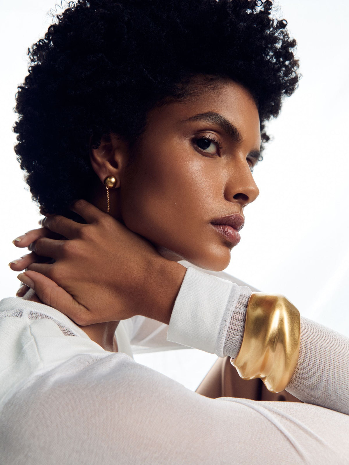 Reiss gold tone Sara sculptural cuff, imported from the UK