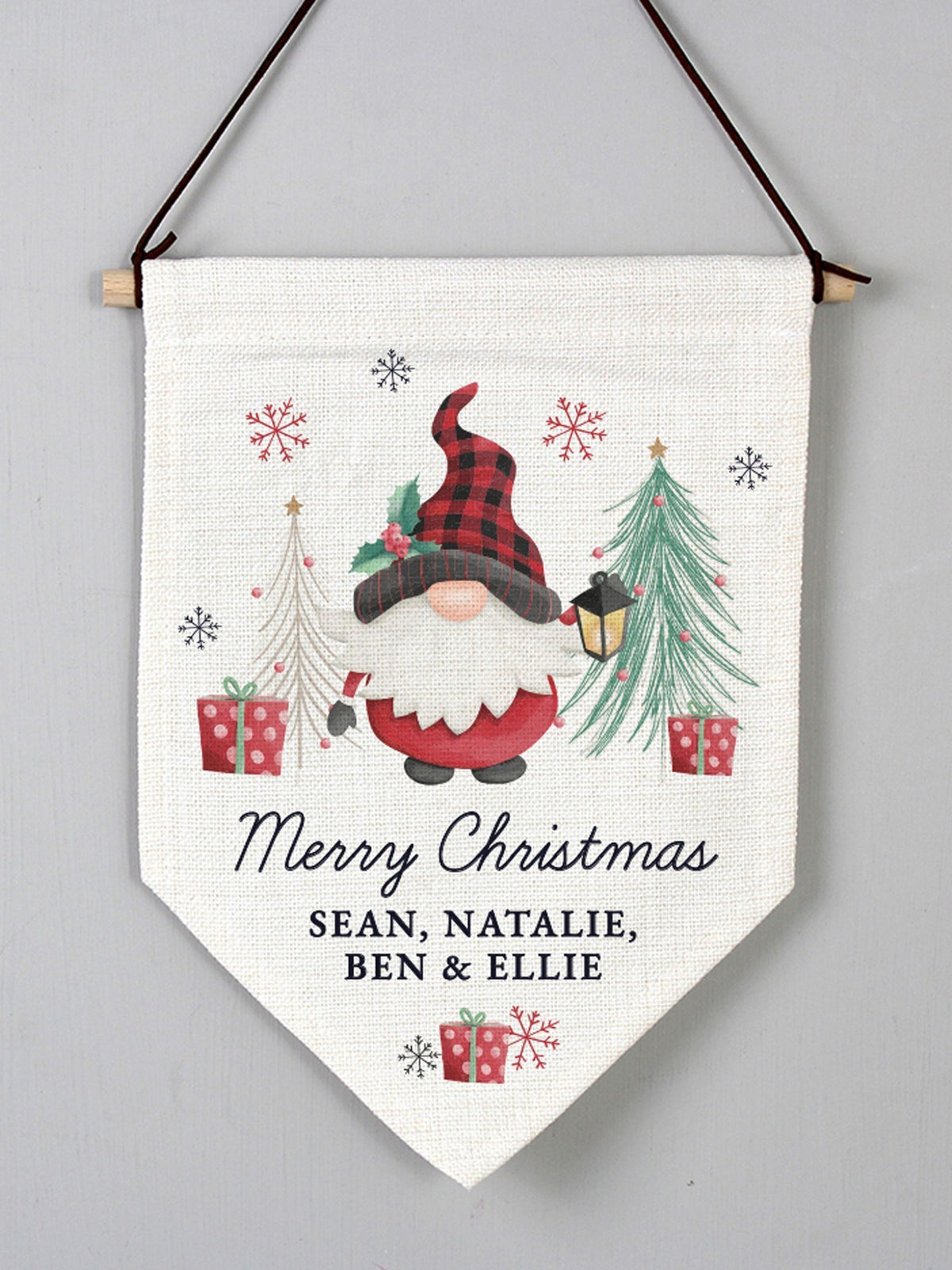 Personalised Christmas Gonk 100% Linen Hanging Pendant by PMC