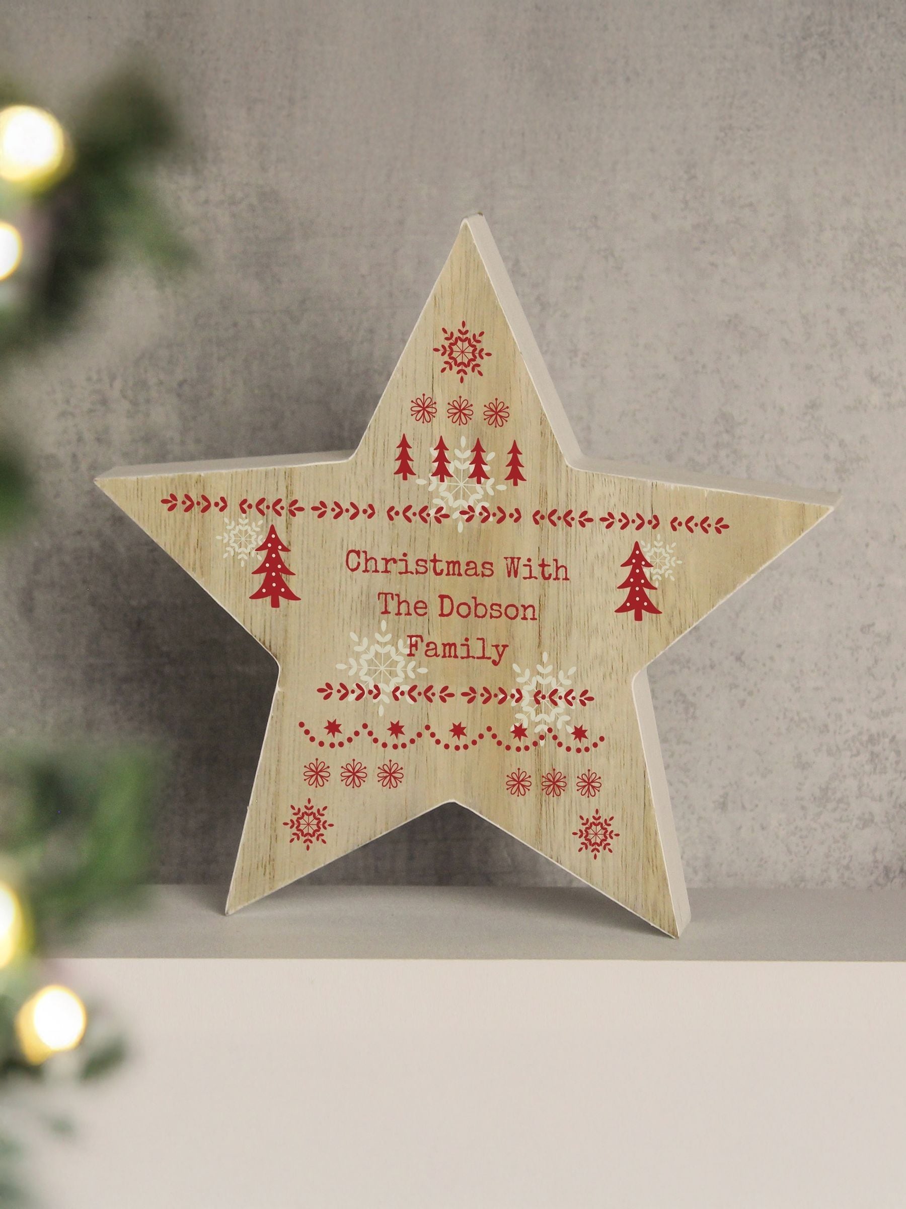 Christmas Fairisle Pattern Wooden Star Ornament by PMC