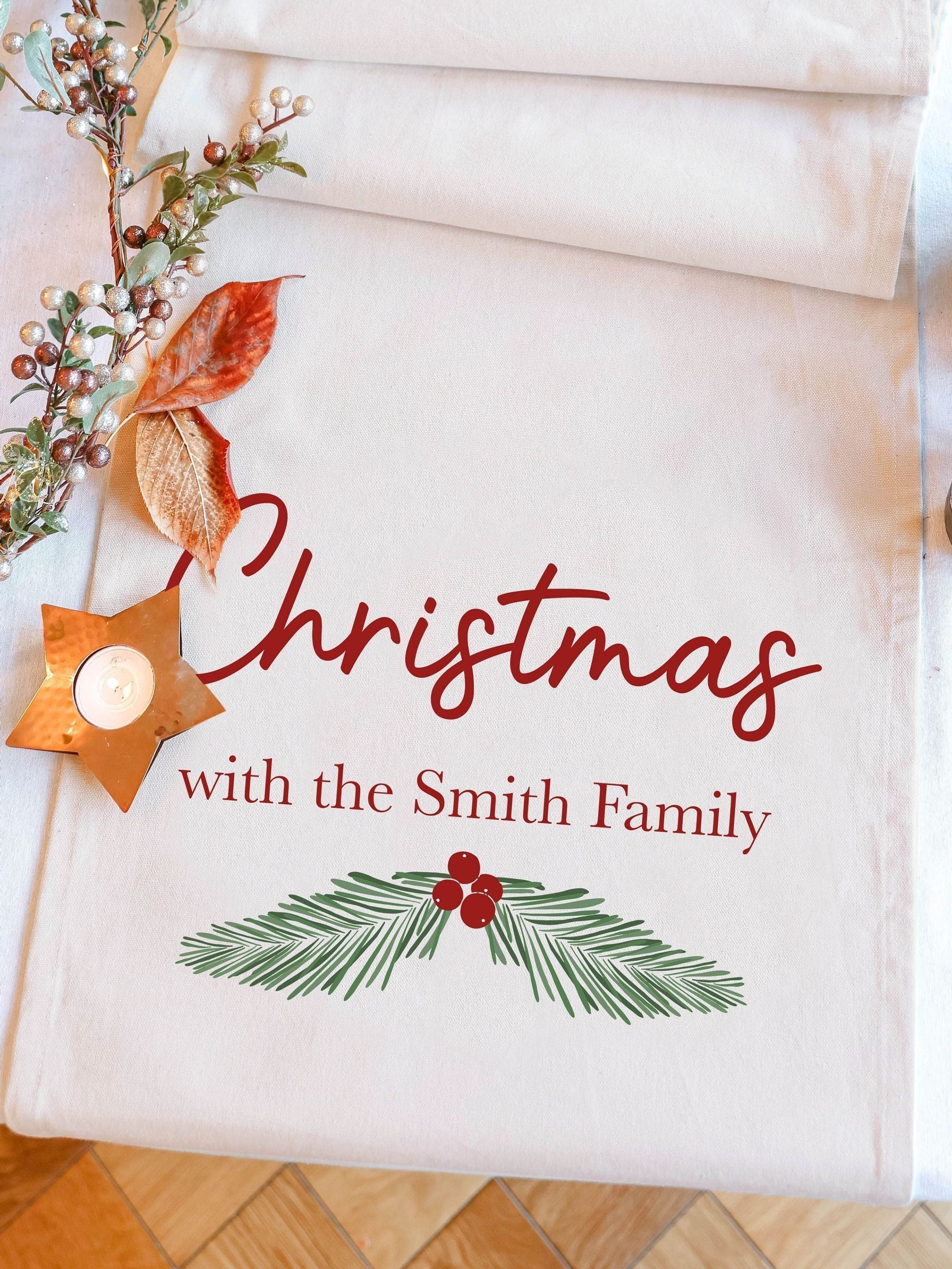 Dibor personalised holly table runner 220cm - British product