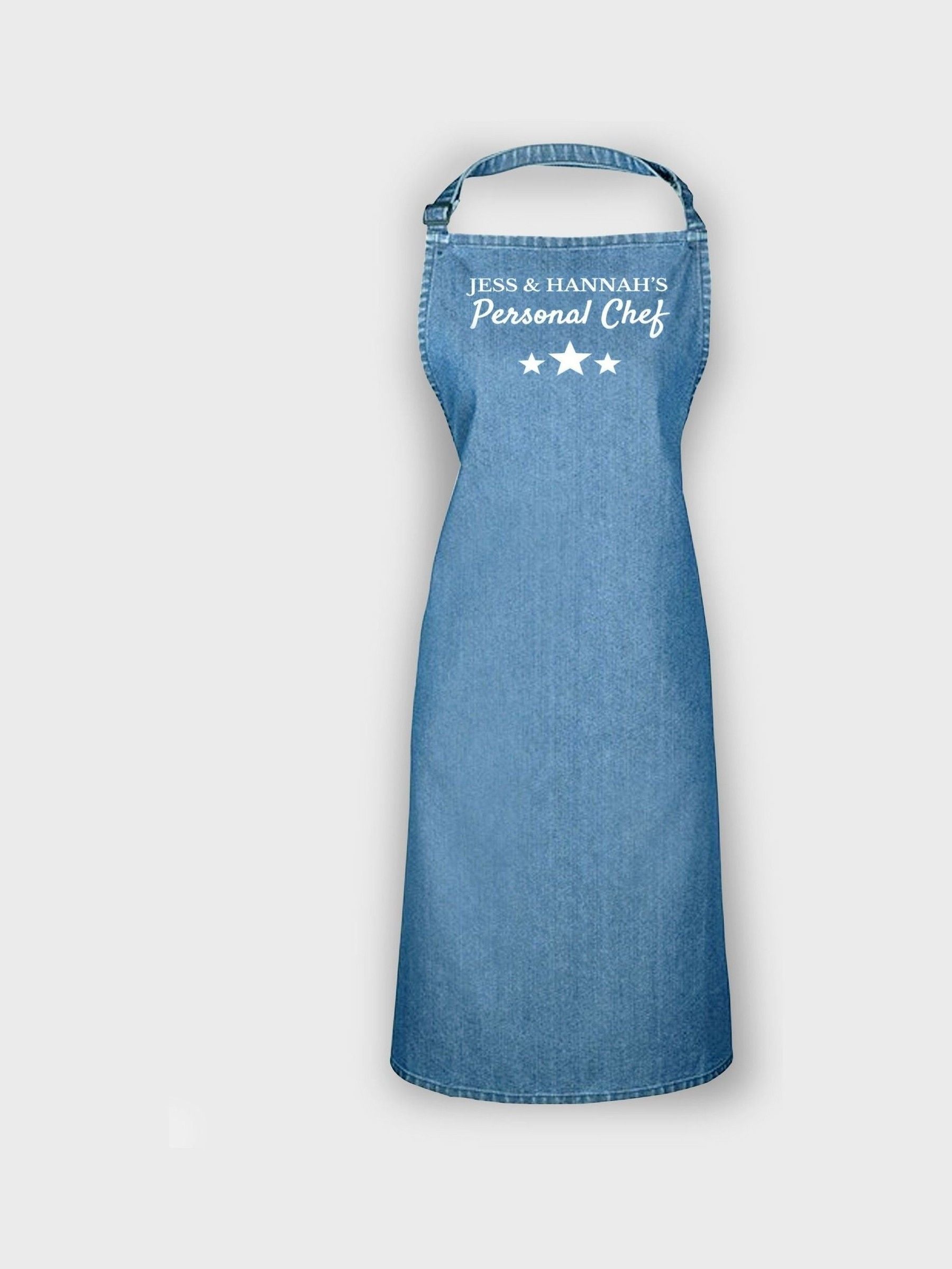 Jonnys Sister personalised denim chef apron One Size, imported from the UK